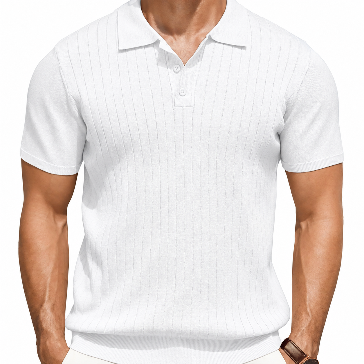 Men’s Ribbed Knit Polo Shirt