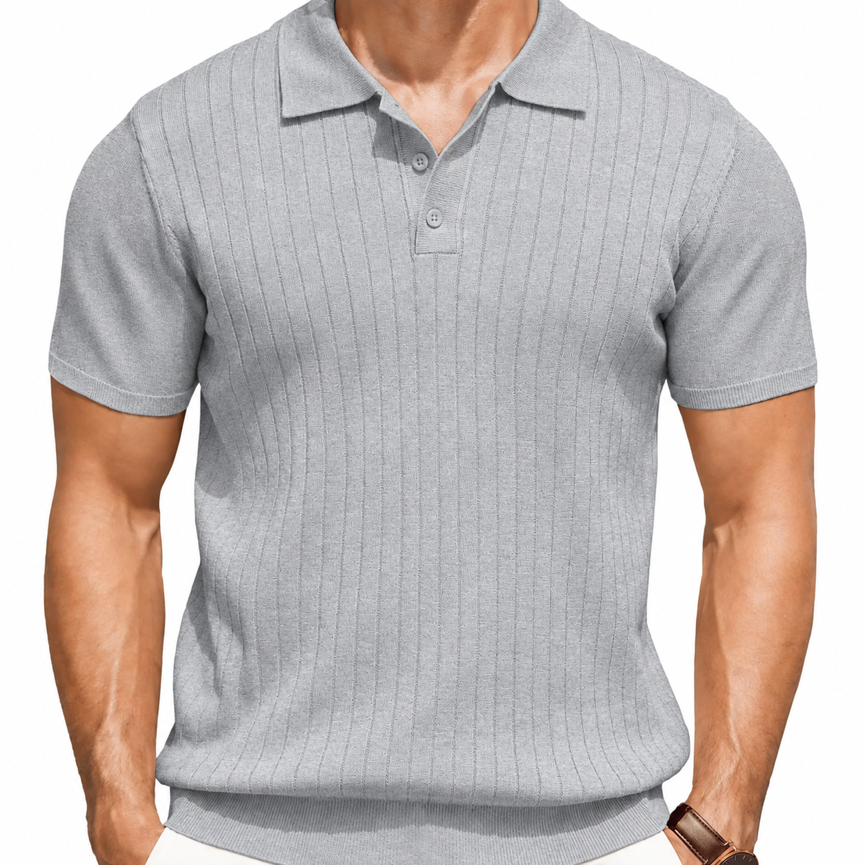 Men’s Ribbed Knit Polo Shirt