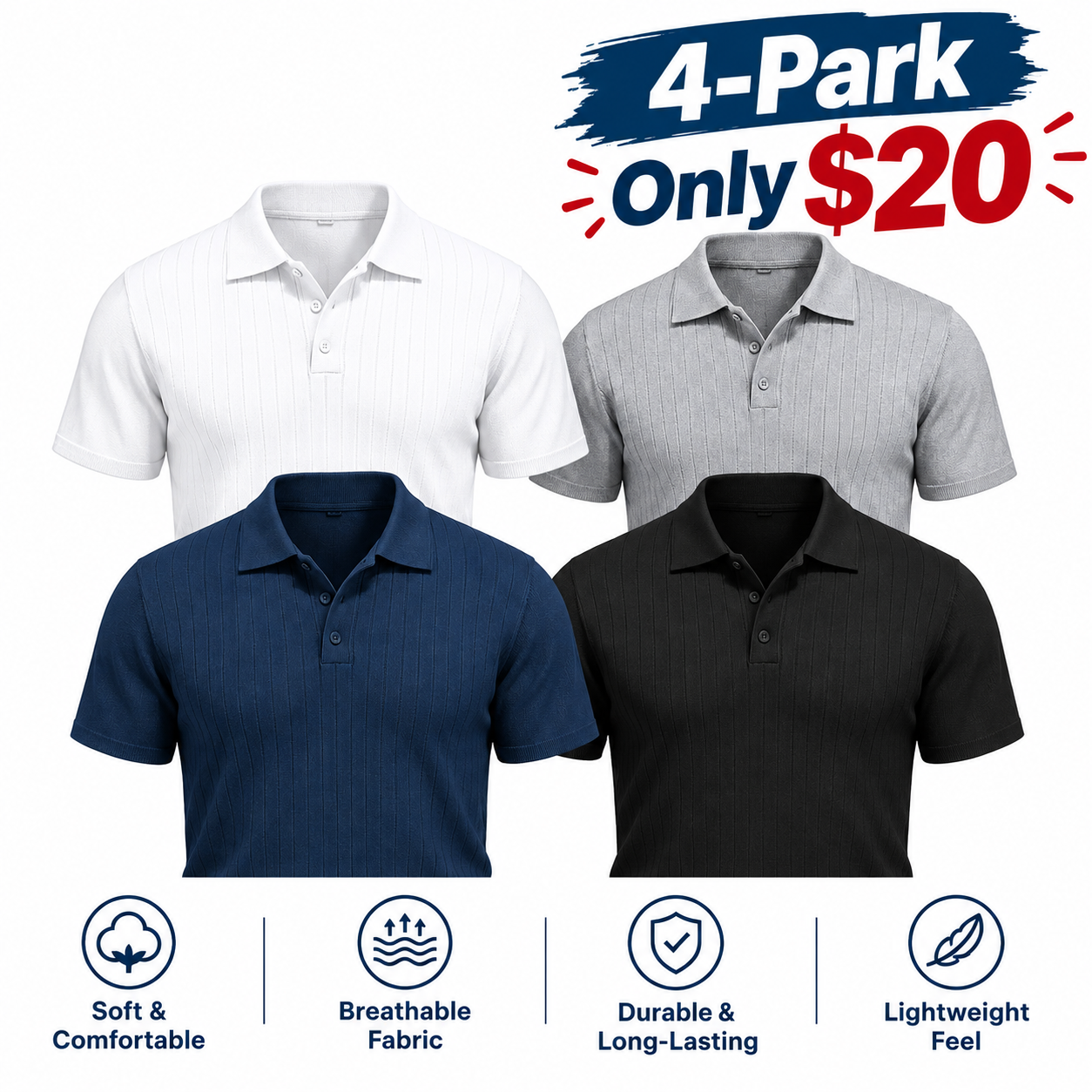 Men’s Ribbed Knit Polo Shirt
