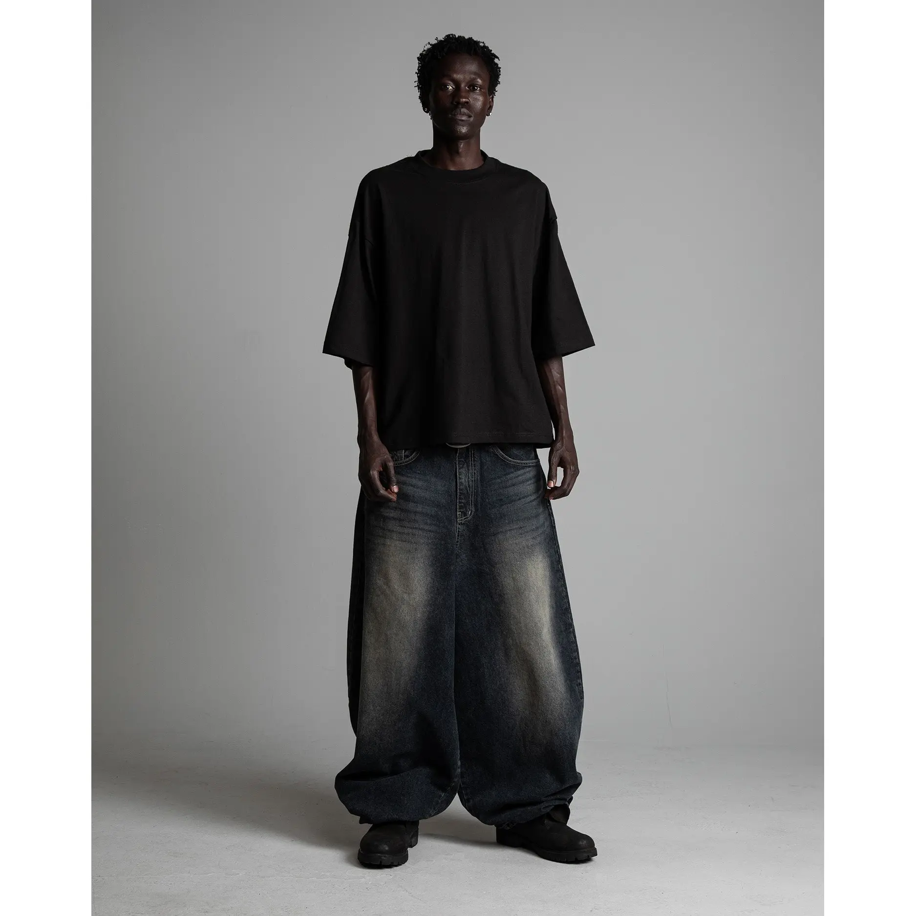 Heavyweight Oversized Short Sleeve Casual Streetwear Top Tshirt Cotton Cropped  