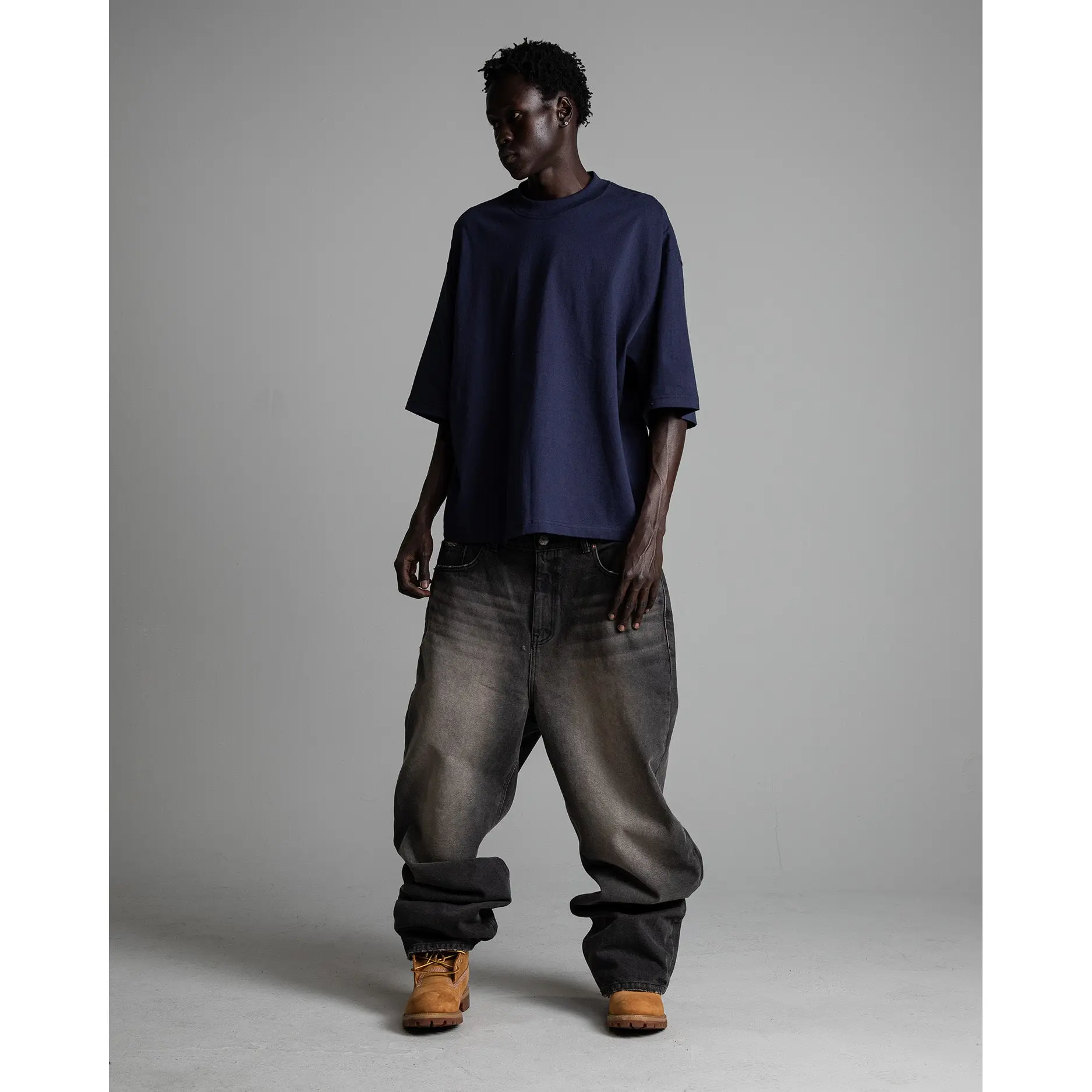 Heavyweight Oversized Short Sleeve Casual Streetwear Top Tshirt Cotton Cropped  