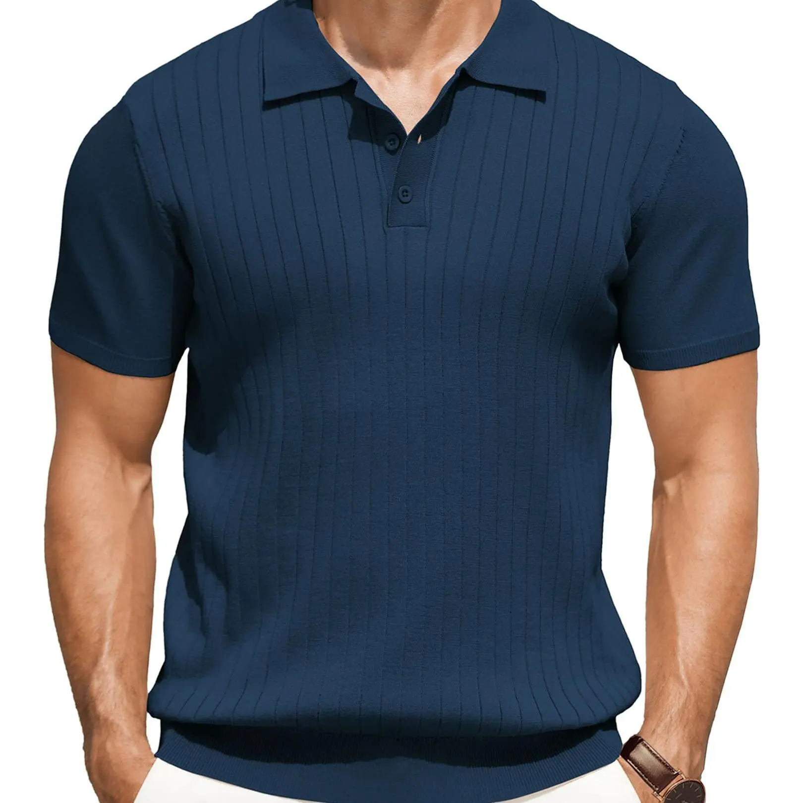 Men’s Ribbed Knit Polo Shirt