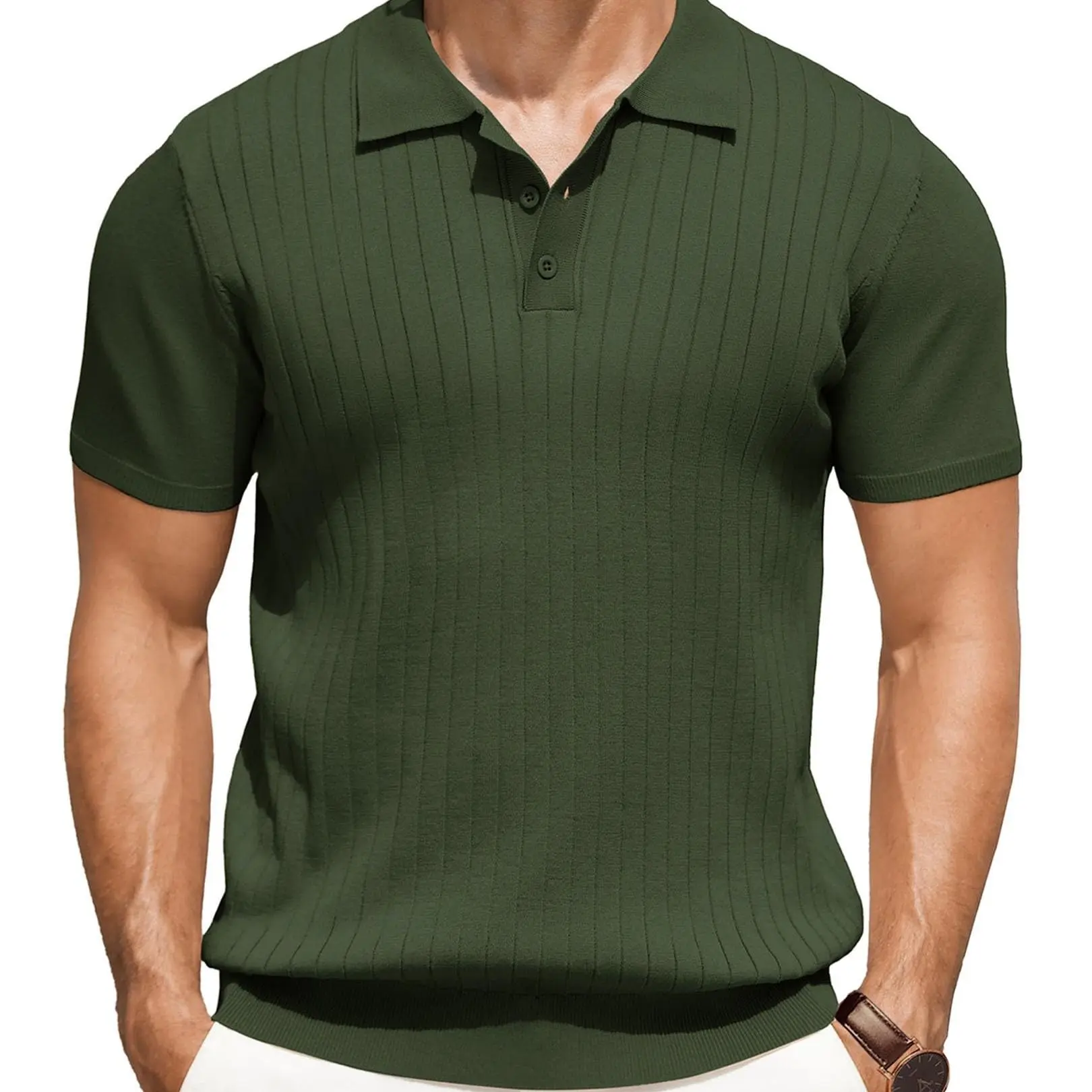 Men’s Ribbed Knit Polo Shirt