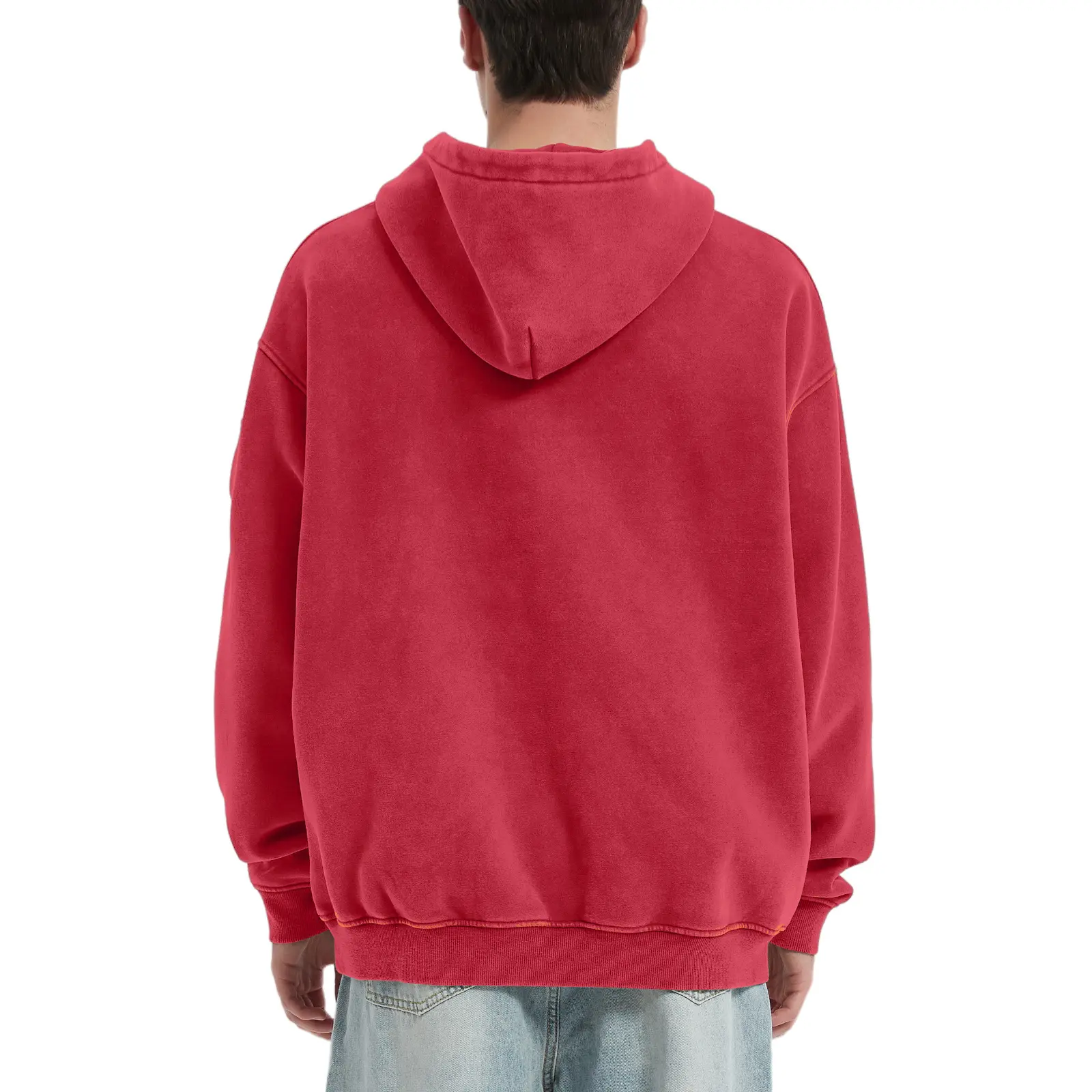 Fabricflora Oversized Acid-Wash Half-Zip Hoodie