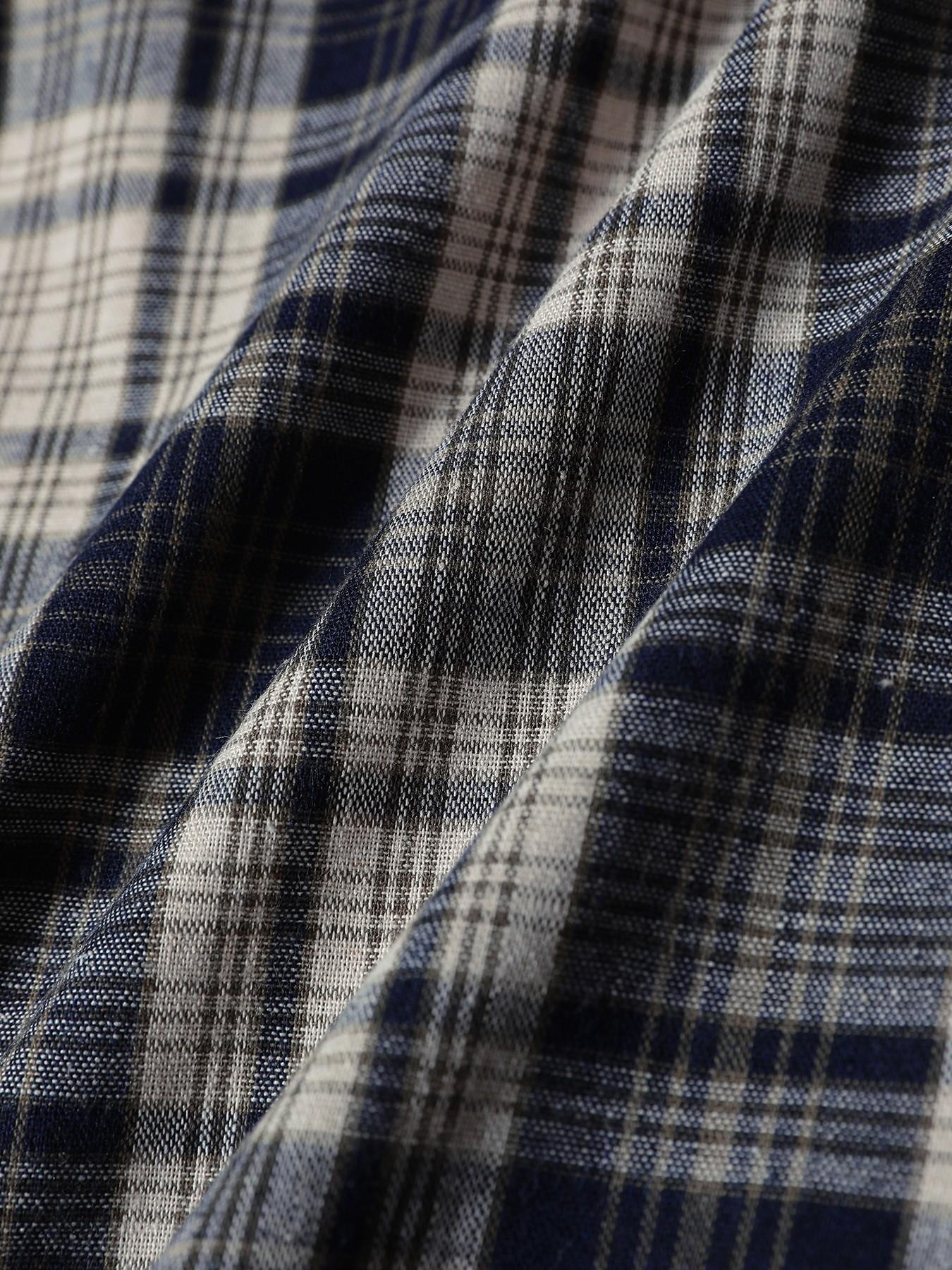 Fabricflora Men's Vintage Plaid Relaxed Short-Sleeve Shirt