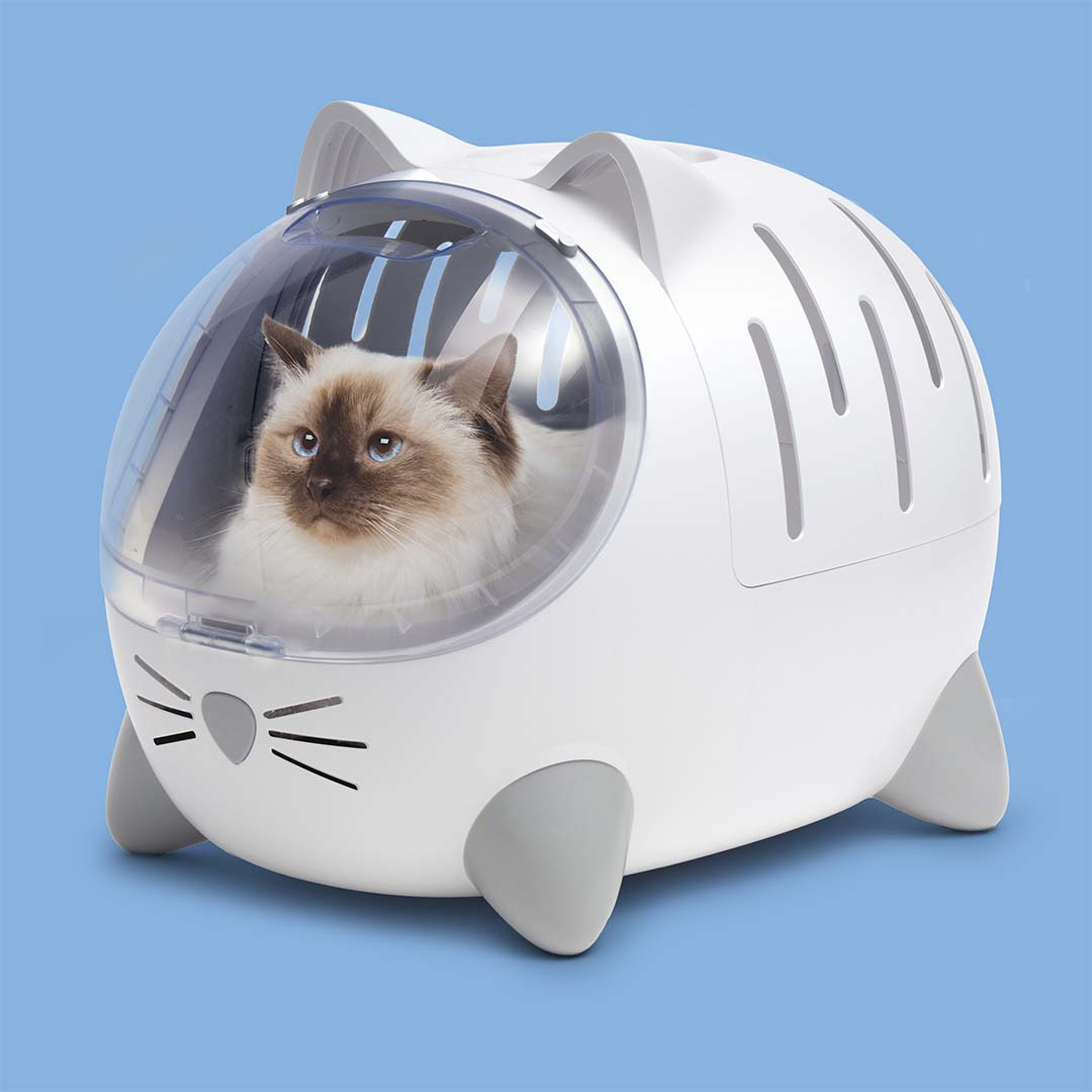 Spaceship-Style Cat Bed & Carrier – Whitea