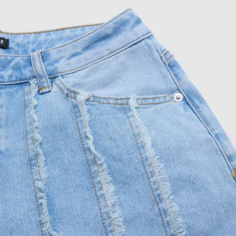 Washed Stretch Mid-Rise Straight-Leg Jeans