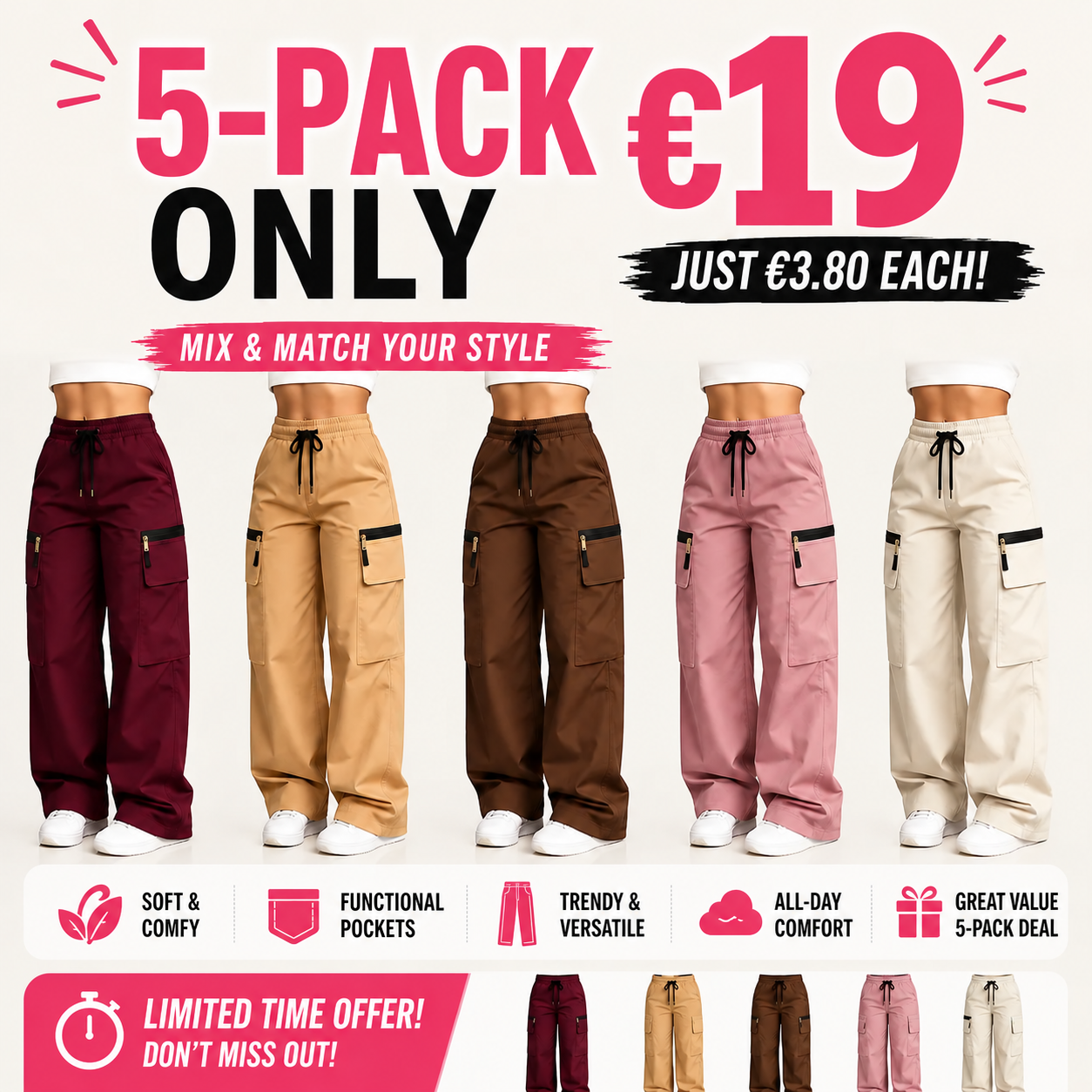 ⚡FINAL SALE 🔥Women’s lightweight loose cargo pants with multiple pockets