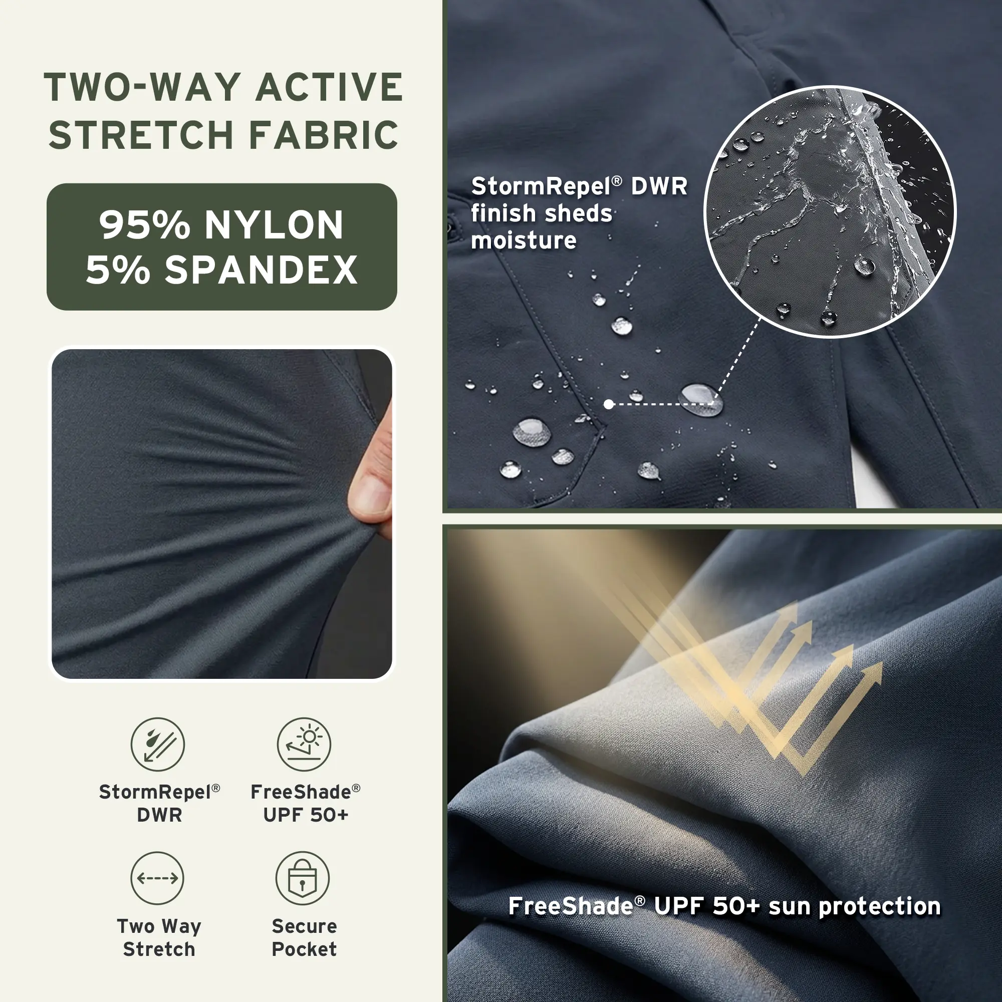 ⚡FINAL SALE⚡Men’s Rainier Water-Repellent Stretch Hiking Pants with UPF 50+ Sun Protection