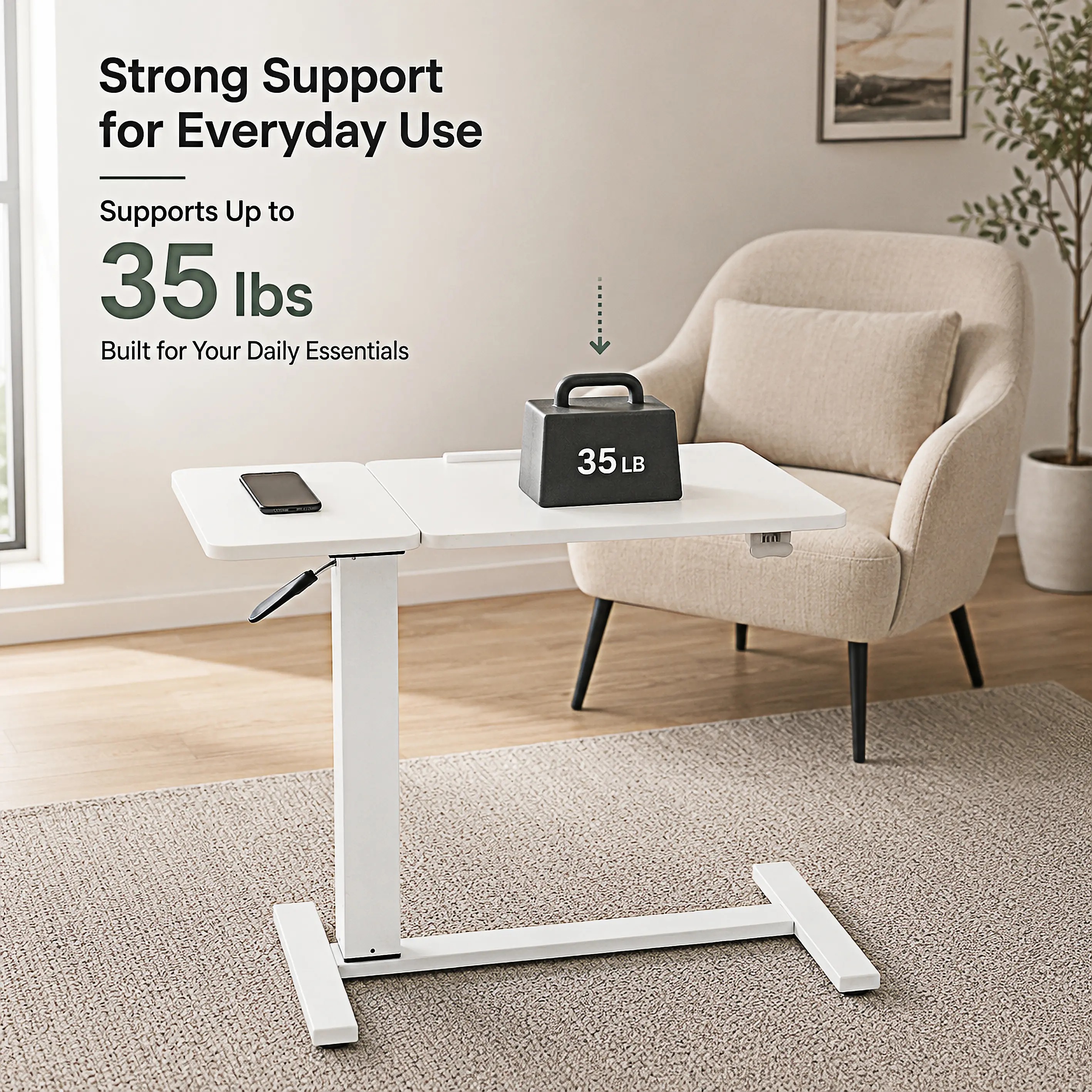  UPGRADED Overbed Mobile Rolling Computer Desk