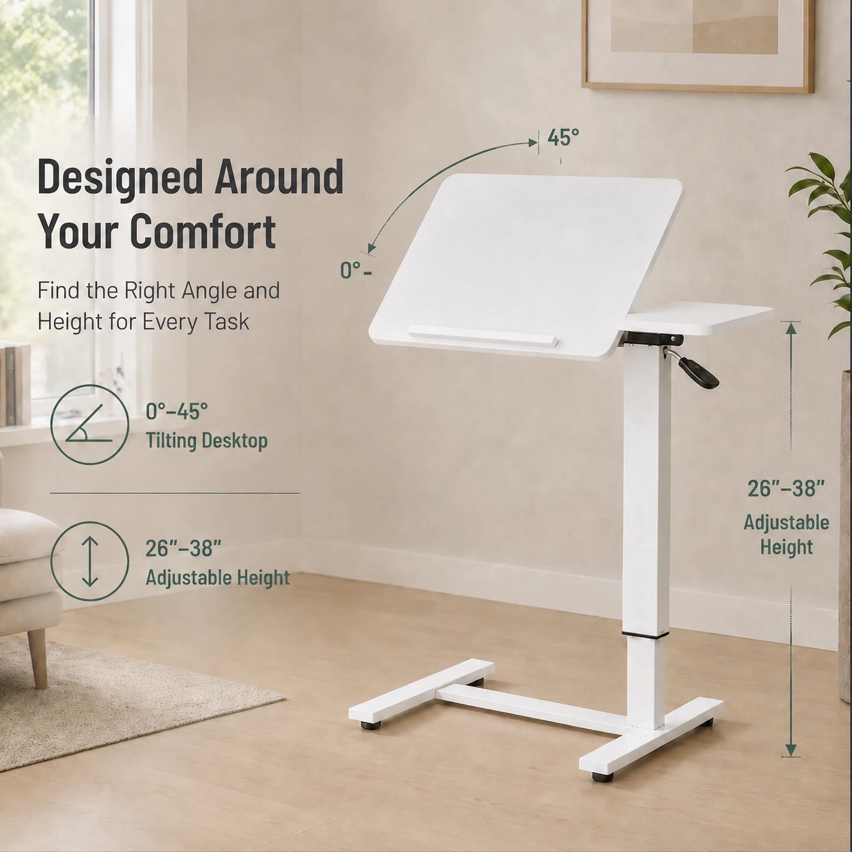  UPGRADED Overbed Mobile Rolling Computer Desk