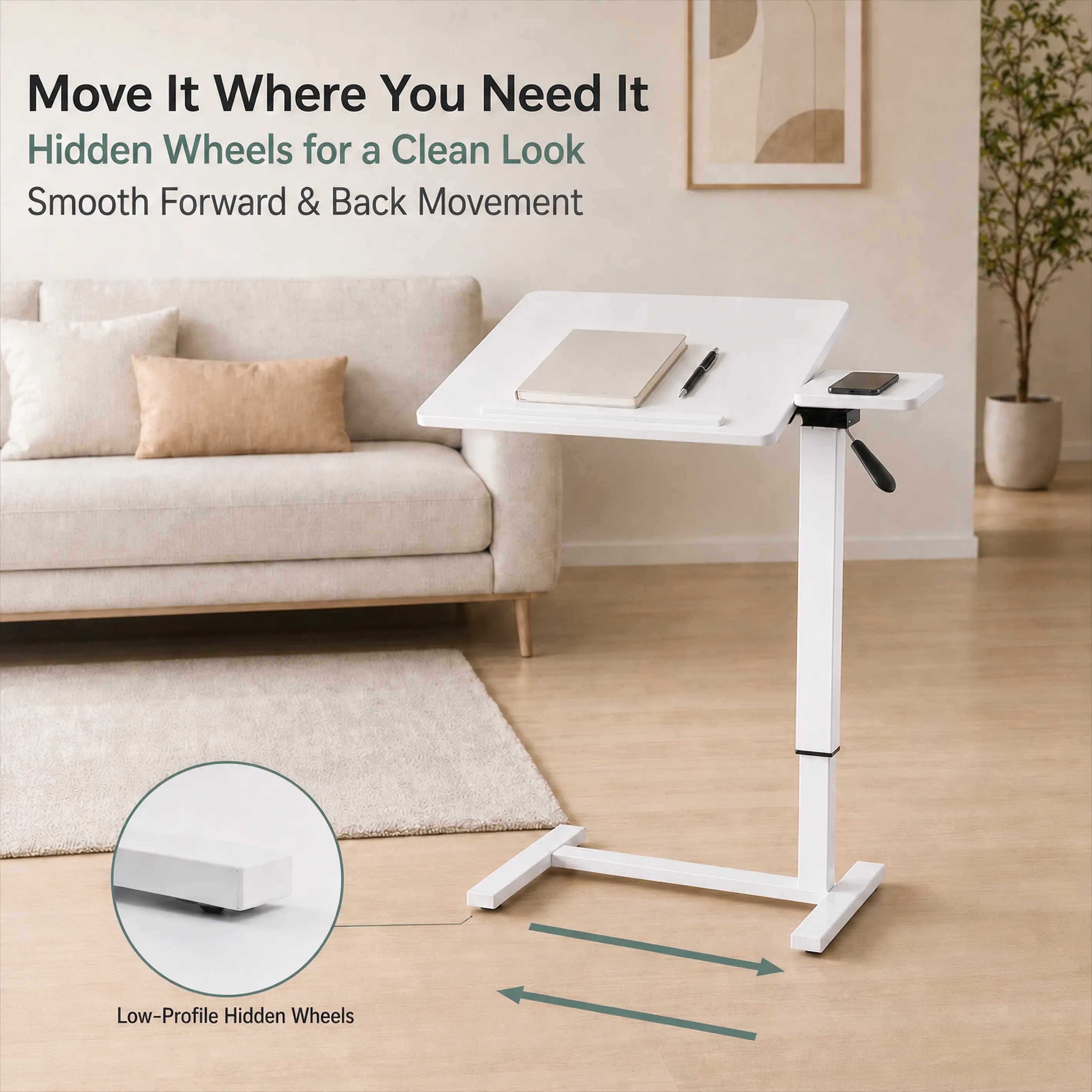  UPGRADED Overbed Mobile Rolling Computer Desk
