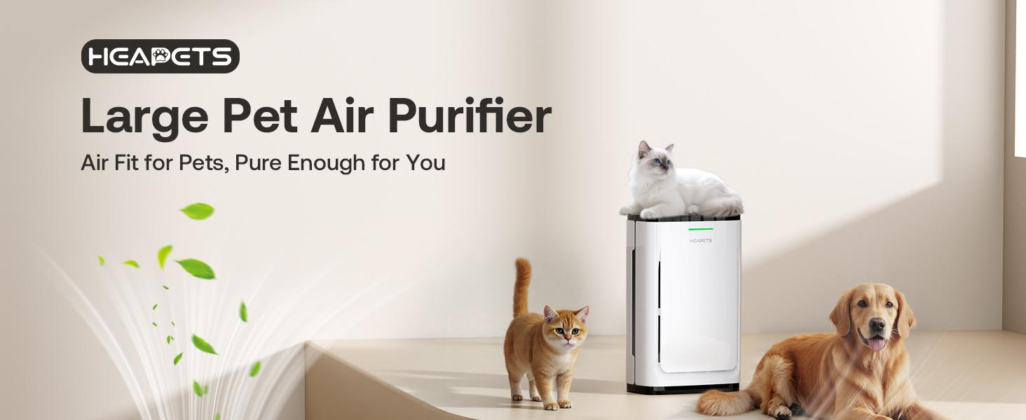 【Deals for you days】Heapets P358 Pet Purifier for Home Large Room (Up to 2500 sq ft), H13 HEPA Double-Sided Filter, Cleaner for Pet Hair, Dander, Odor, Allergens, PM2.5, with Quality Monitor, Auto Mode, 5 Speeds, Ce, Apartment, Bedroom, Timer, Dealsforyou
