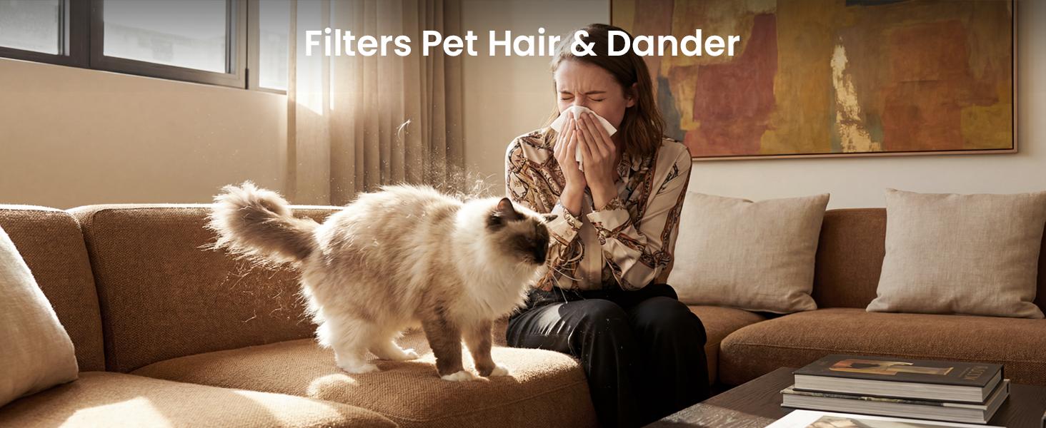 【Deals for you days】Heapets P358 Pet Purifier for Home Large Room (Up to 2500 sq ft), H13 HEPA Double-Sided Filter, Cleaner for Pet Hair, Dander, Odor, Allergens, PM2.5, with Quality Monitor, Auto Mode, 5 Speeds, Ce, Apartment, Bedroom, Timer, Dealsforyou