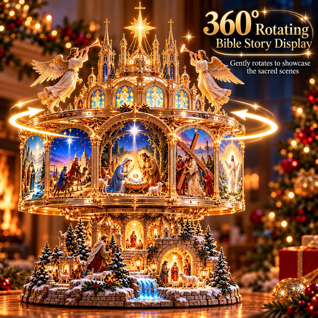 Journey of Faith display in a warm Christmas setting