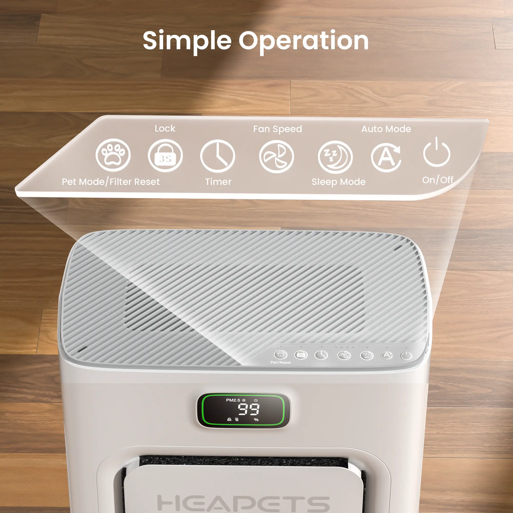 Heapets P358 Pet Air Purifier for Large Rooms