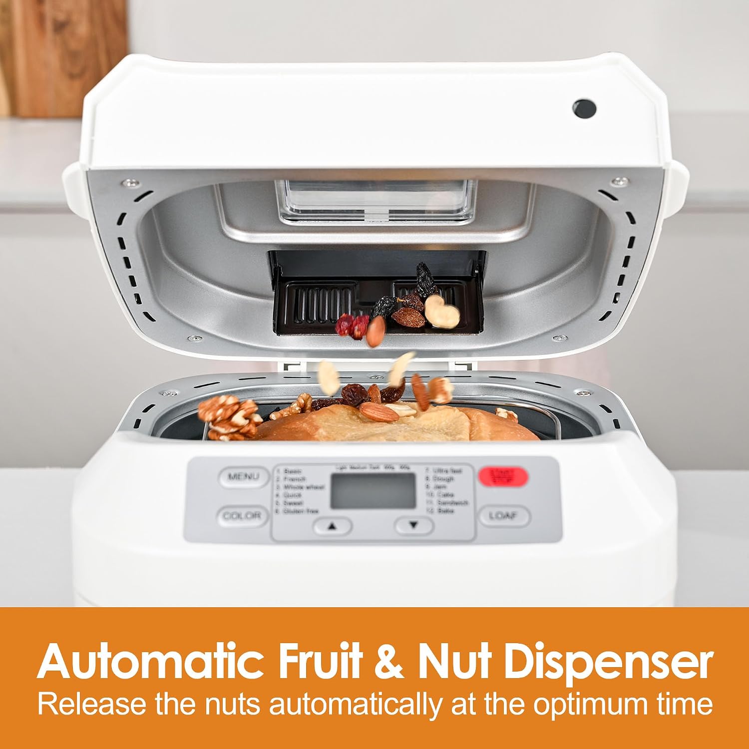 Bread maker automatic ingredient dispenser