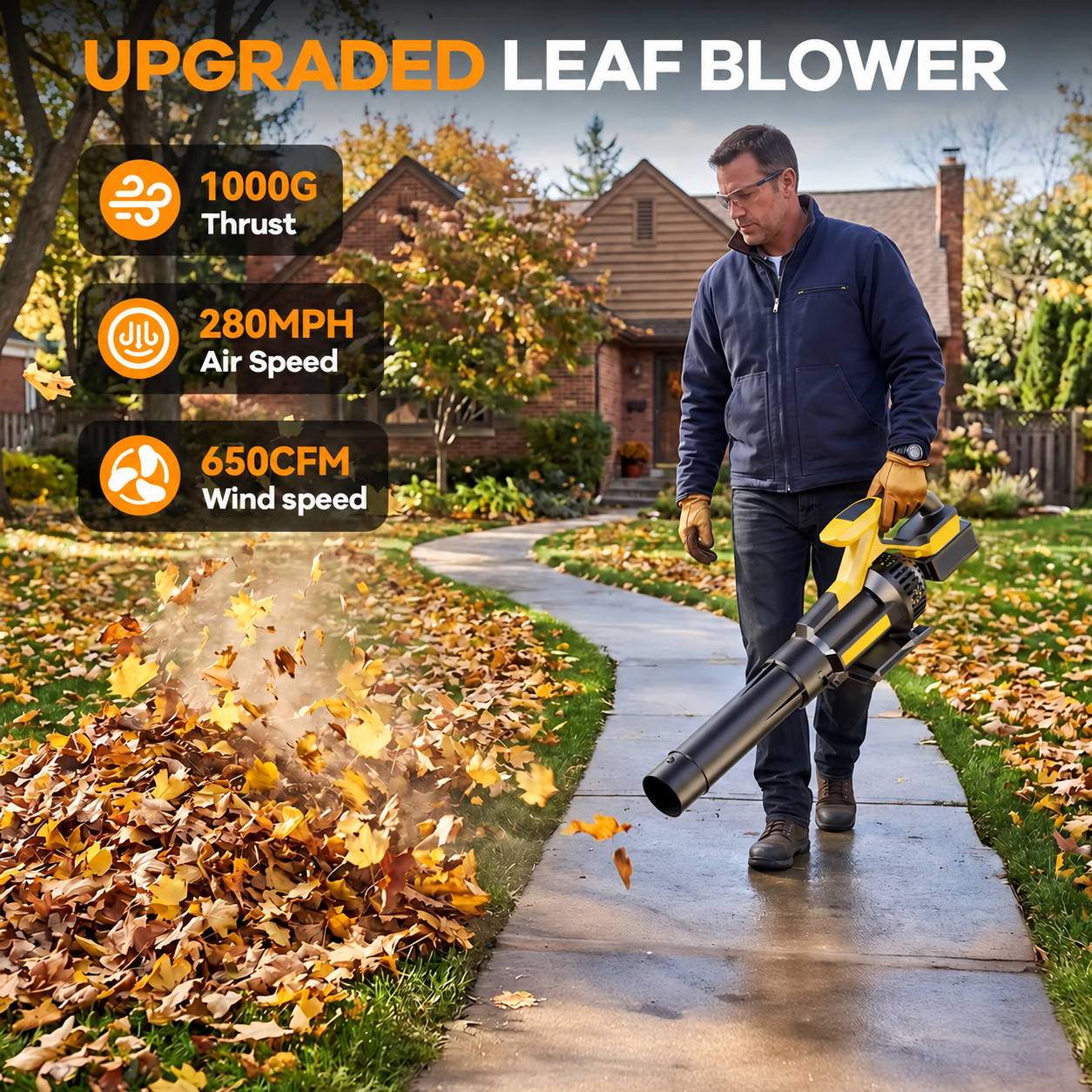 Cordless leaf blower outdoor cleanup