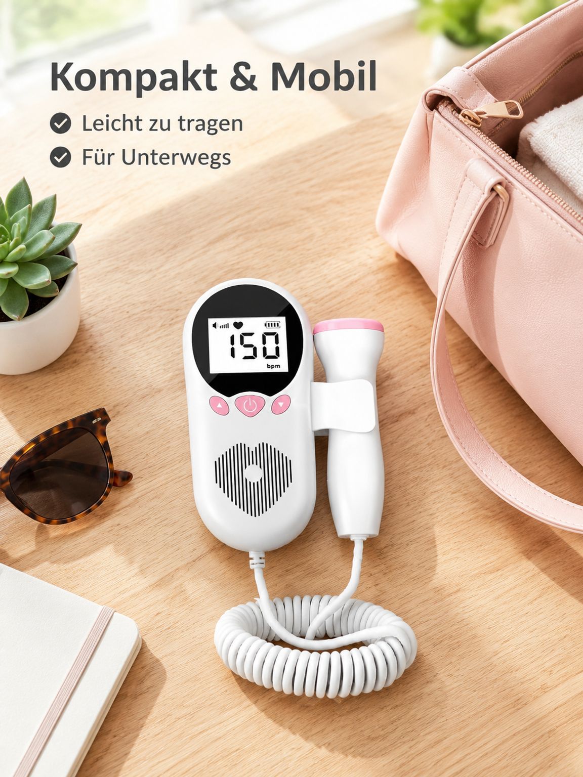 Tragbarer Fetaler Herzmonitor für Schwangere Zuhause Baby Herzton hören