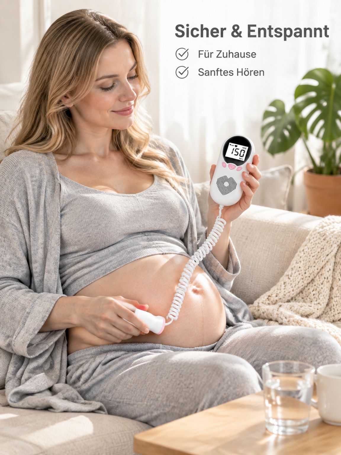 Tragbarer Fetaler Herzmonitor für Schwangere Zuhause Baby Herzton hören