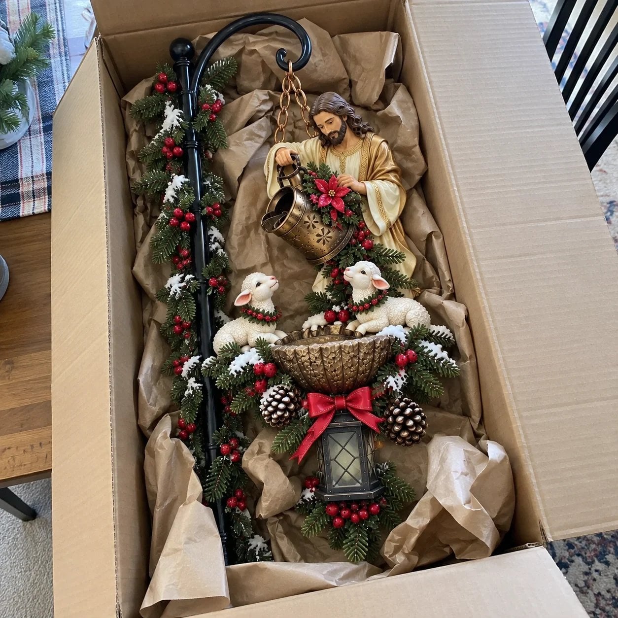 ✝️ Beleuchteter Hängebrunnen mit Jesus-Segnung – Christliche Weihnachts-Gartendekoration (2 Kaufen, KOSTENLOSER VERSAND)