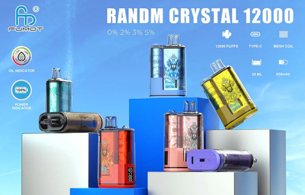 Randm Crystal 12000 Puffs 0% 2% 3% 5% Low Nicotine Bulk Buy Rechargeable Disposable Vapes Pen Wholesale