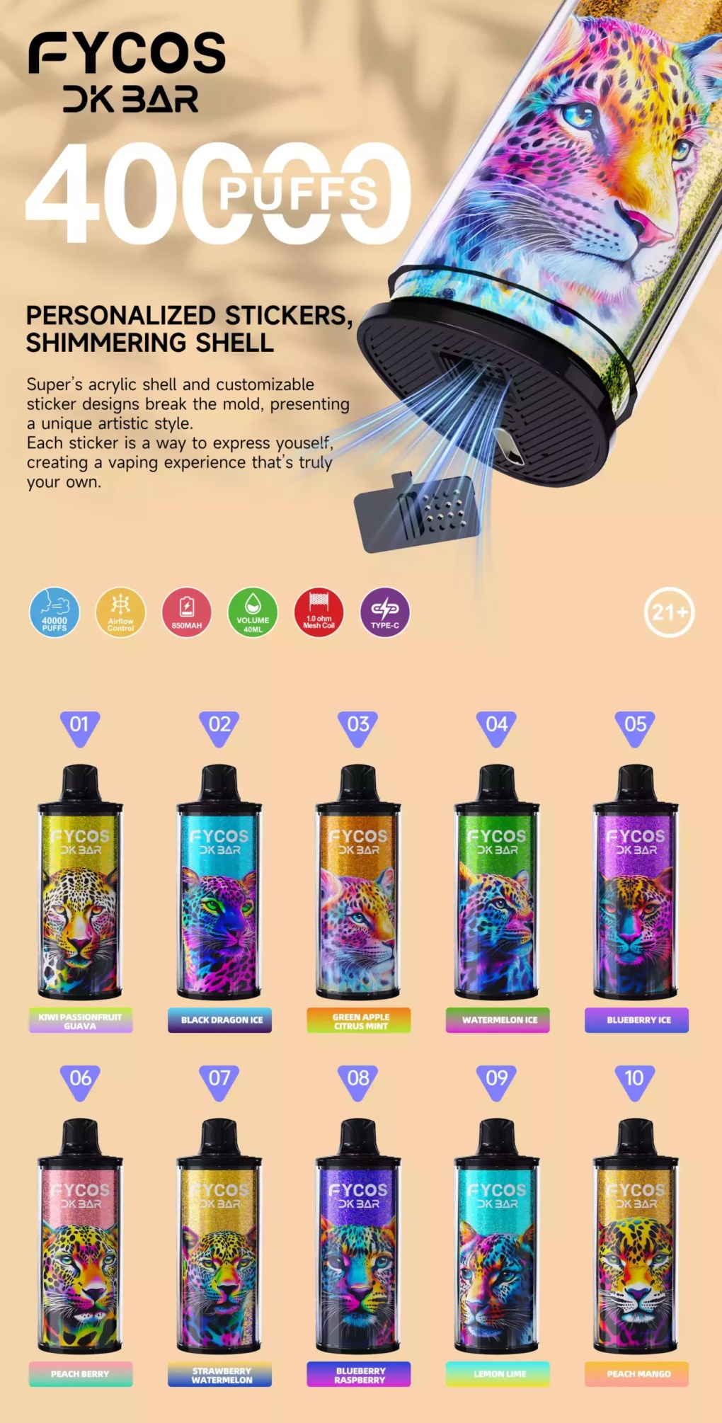 FYCOS 40000 Puffs Authentic Disposable Vape Bulk Wholesale