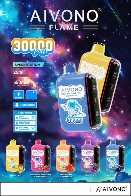 AIVONO AIM FLAME 30000 Puffs Disposable Vape Rechargeable Battery Dual Mesh Coil