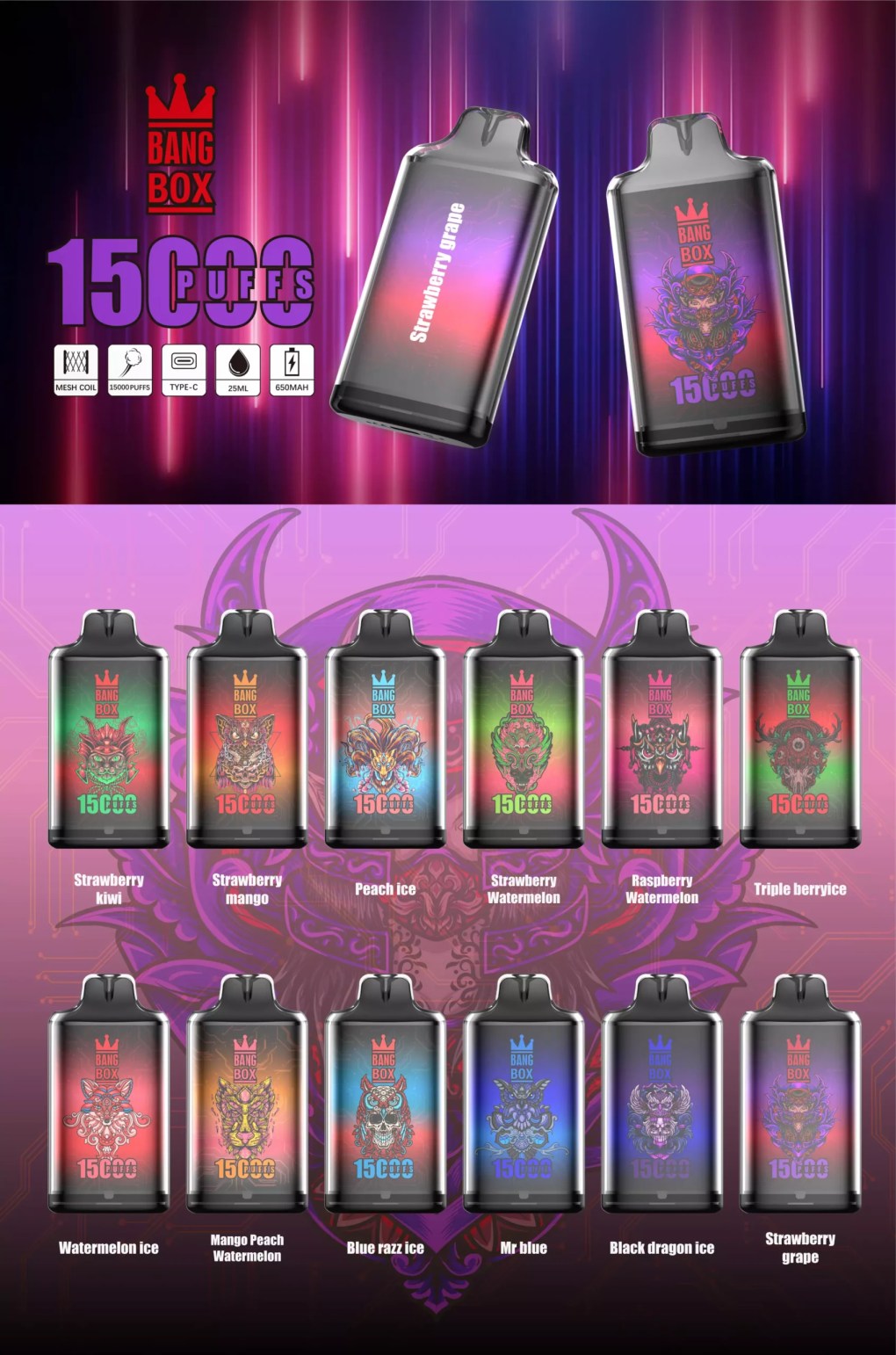 Bang Box S1 15000 Puffs 5% Low Intensity Bulk Buy Rechargeable Disposable Vapes Pen Wholesale
