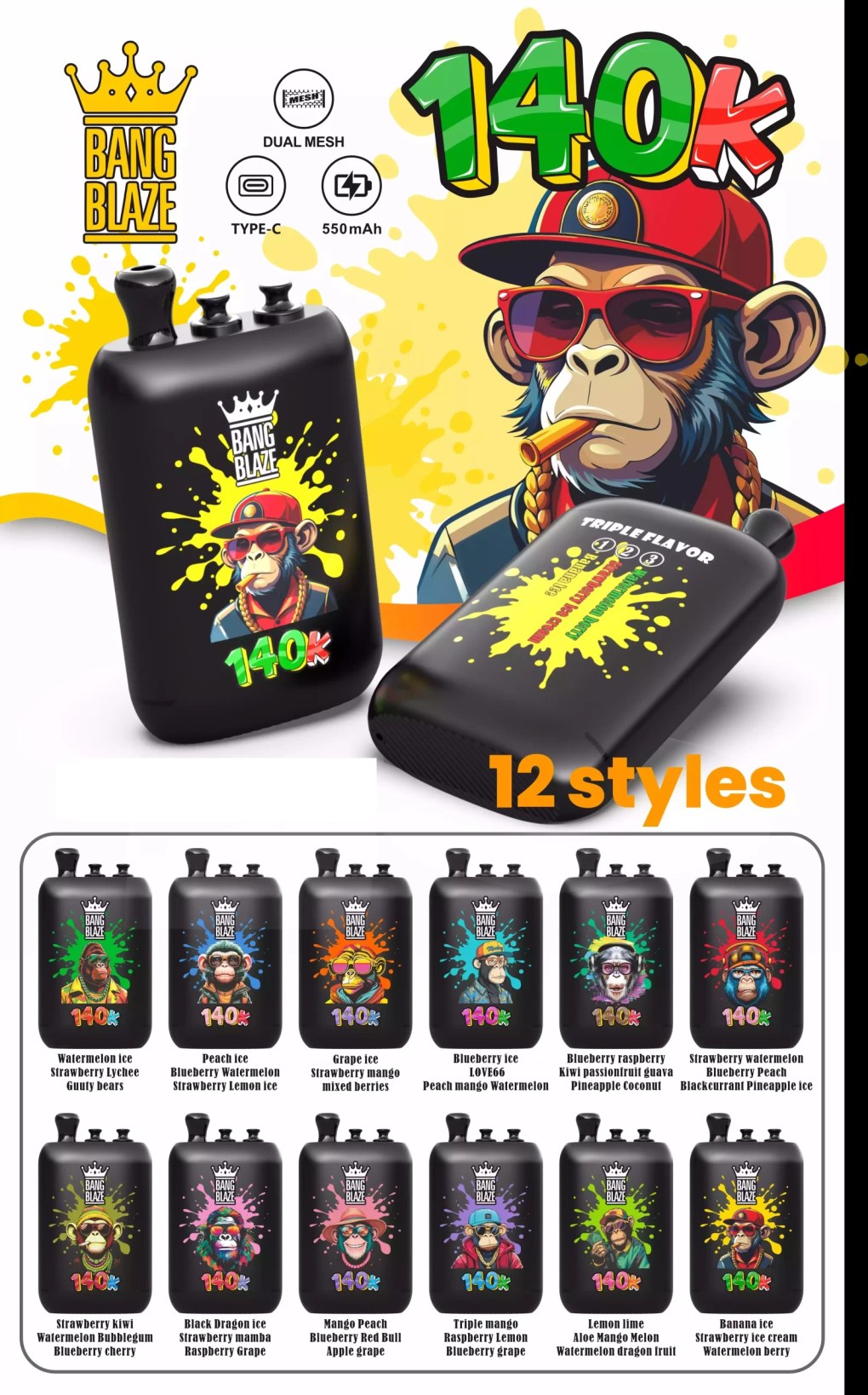 BANG LEGEND 140000 Puffs DSK065 140K Disposable Vapes Wholesale Bulk Buy Dual Mesh Triple Options Device