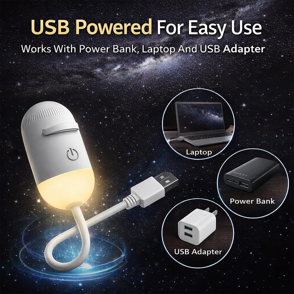 2-in-1 Galaxy Star Projector USB Night Light for Indoor Decor