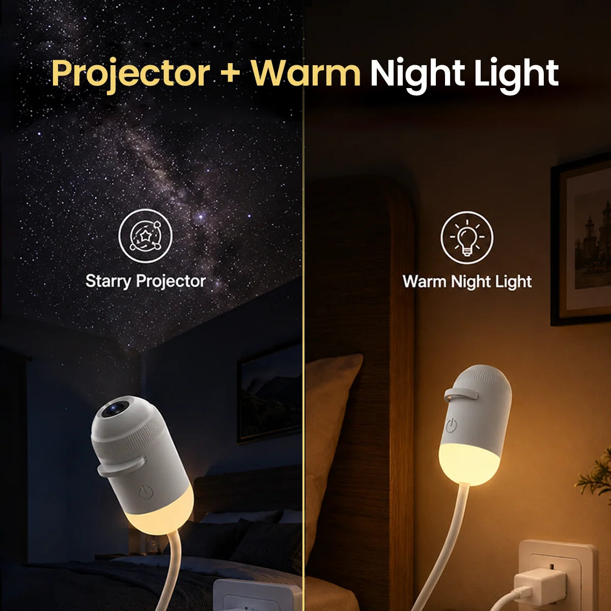 2-in-1 Galaxy Star Projector USB Night Light for Indoor Decor