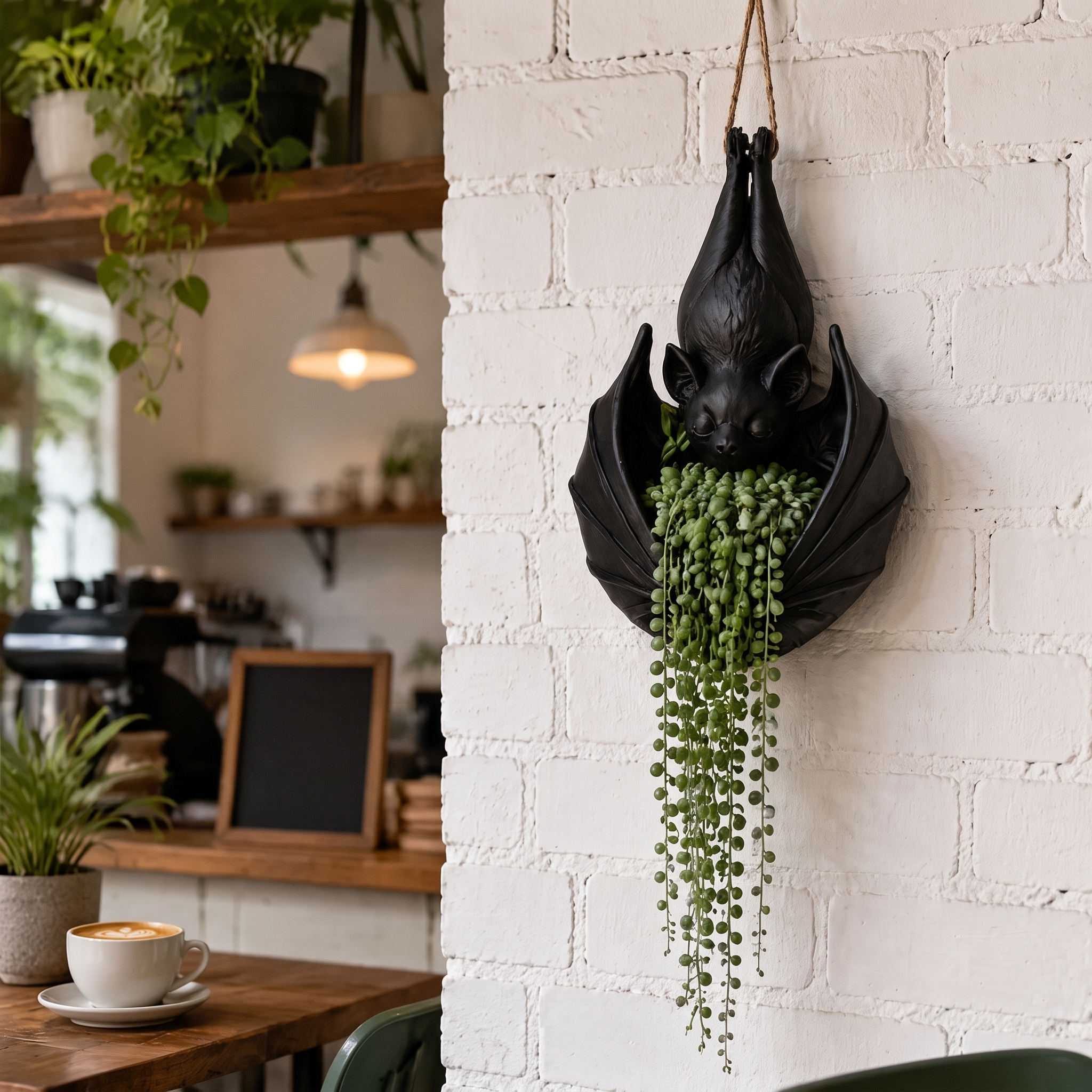 🦇 Hanging Bat Planter, Upside Down Resin Bat Hanging Flower Pot for Gothic Home & Halloween Decor