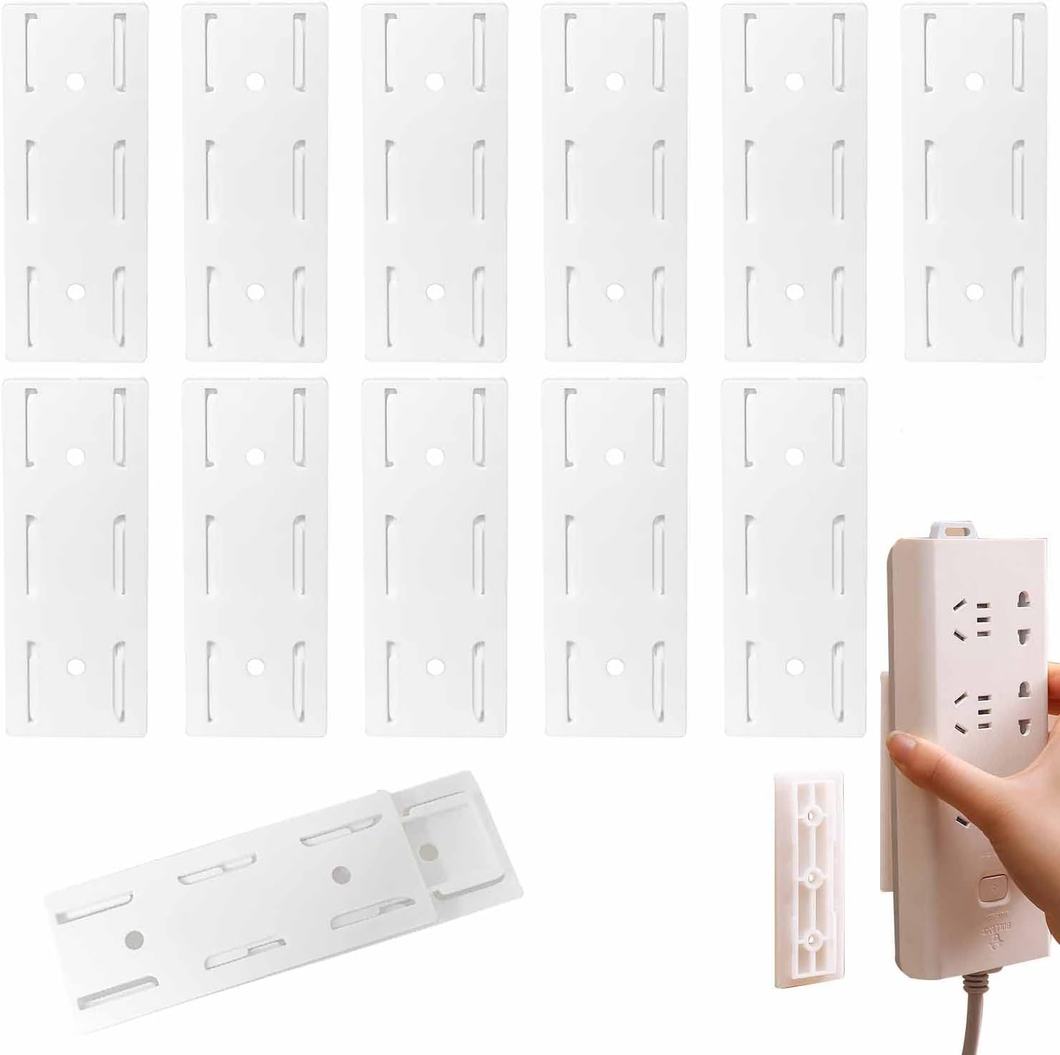 🔌 Punch-Free Self-Adhesive Power Strip Holder, Detachable Wall Mount Socket Fixer for Home Cable Management