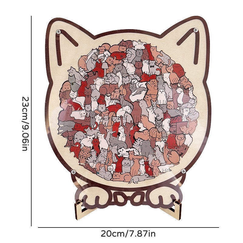Wooden Cat-Shaped Puzzle Set