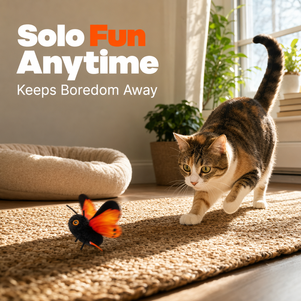 🐱Smart Sensing Flapping Butterfly Toy🐈Motion-activated, realistic flight, interactive fun – keeps your cat engaged for hours.🔥✨