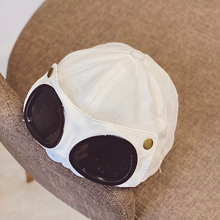 🧢 Retro Pilot Goggle Baseball Cap, Aviator Style Hat with Flip Sunglasses for Streetwear