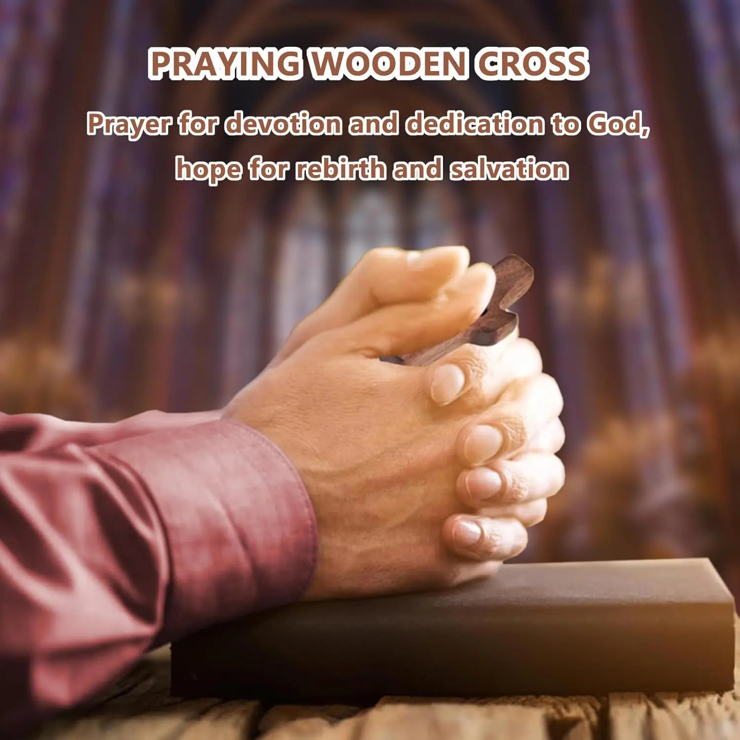 ✝️ Pocket Wooden Cross, Hand Held Prayer Cross With Heart, Comfort Palm Cross For Meditation Religious Encouragement Gift