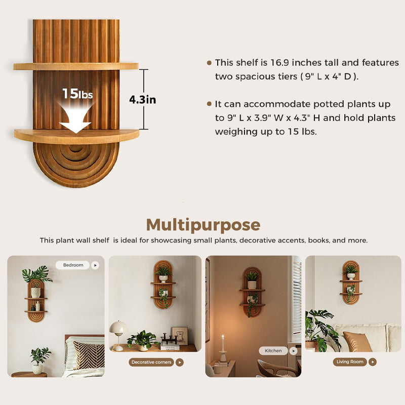 Wooden wall shelf for bedroom kitchen living room and decorative corners