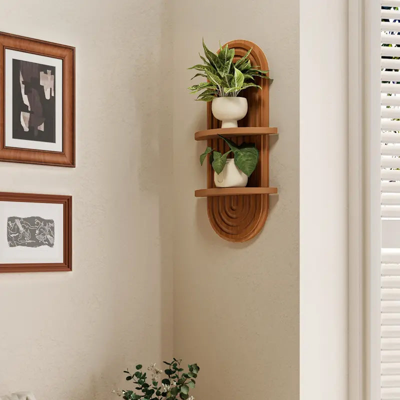 Wooden wall shelf displayed in a home