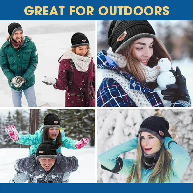 Beanie cap and scarf for outdoor winter activities