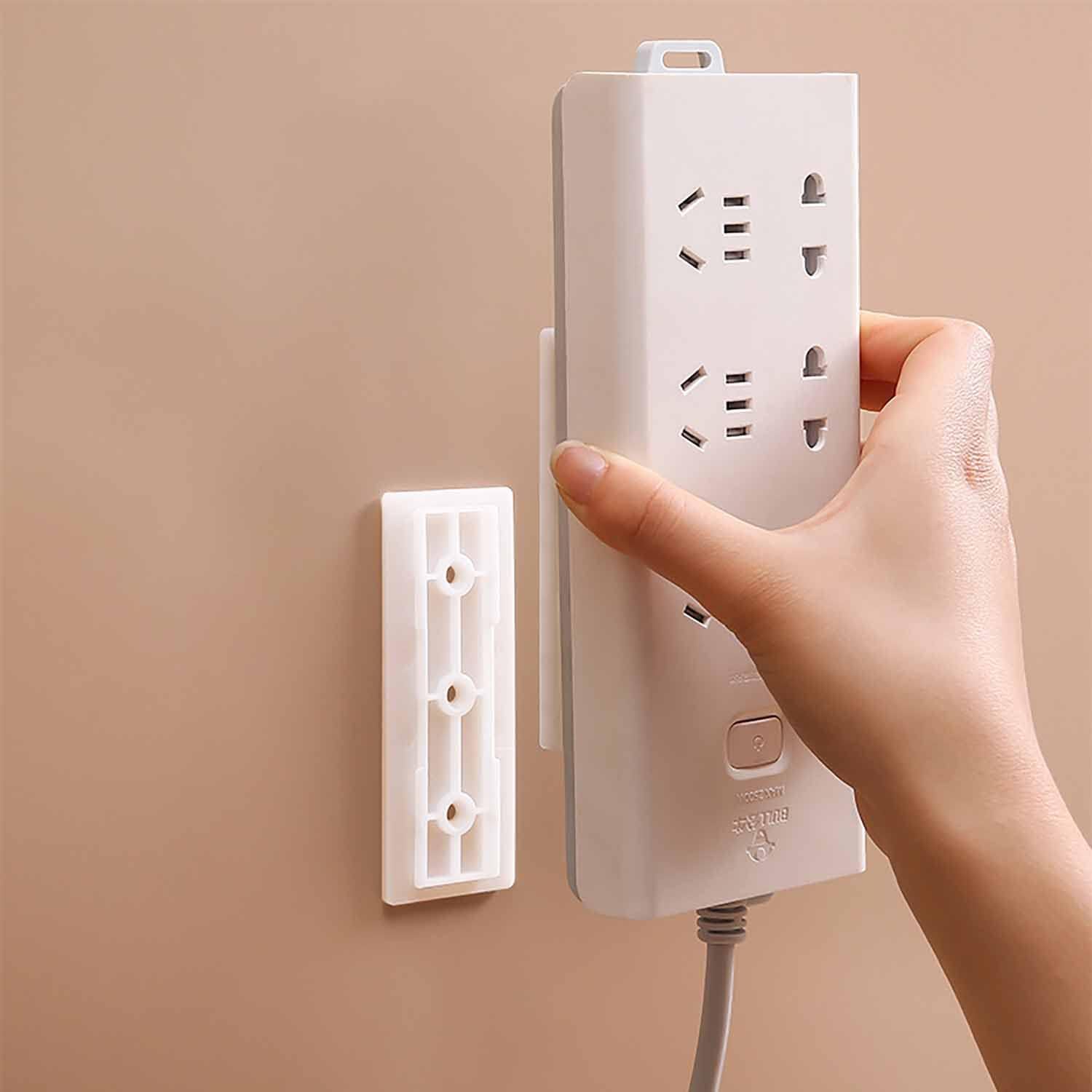 🔌 Punch-Free Self-Adhesive Power Strip Holder, Detachable Wall Mount Socket Fixer for Home Cable Management