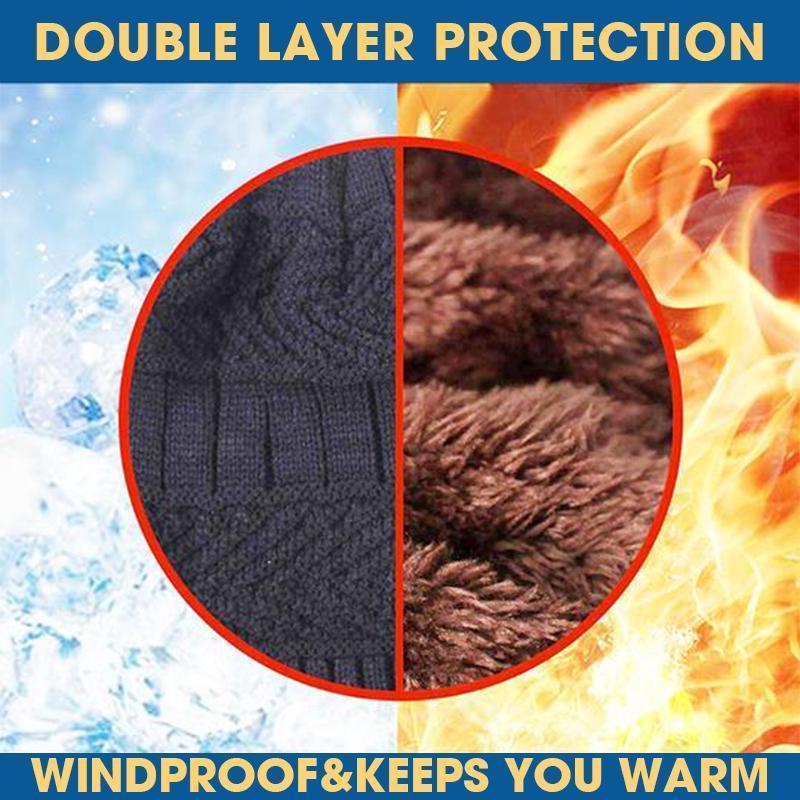 Double layer winter beanie and scarf construction