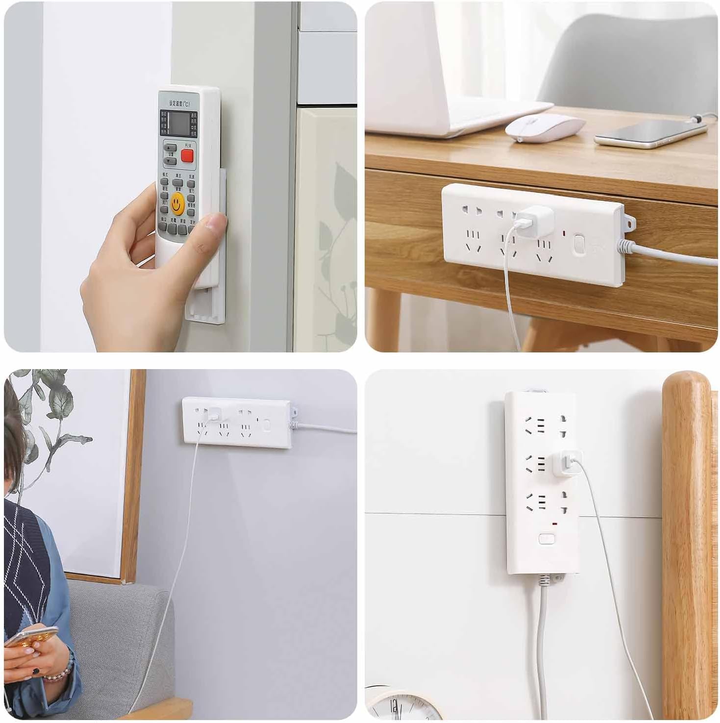 🔌 Punch-Free Self-Adhesive Power Strip Holder, Detachable Wall Mount Socket Fixer for Home Cable Management