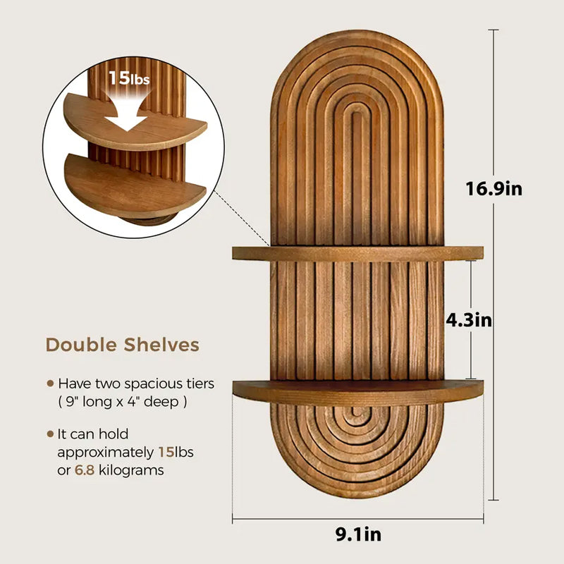 Two-tier wooden wall shelf dimensions