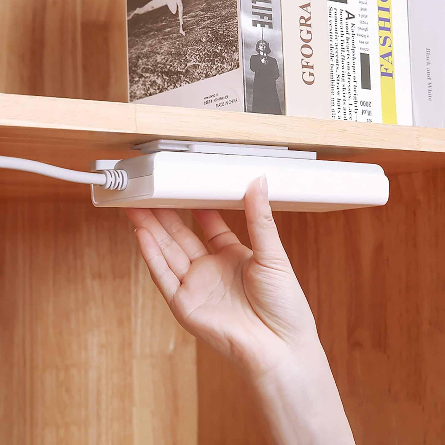 🔌 Punch-Free Self-Adhesive Power Strip Holder, Detachable Wall Mount Socket Fixer for Home Cable Management