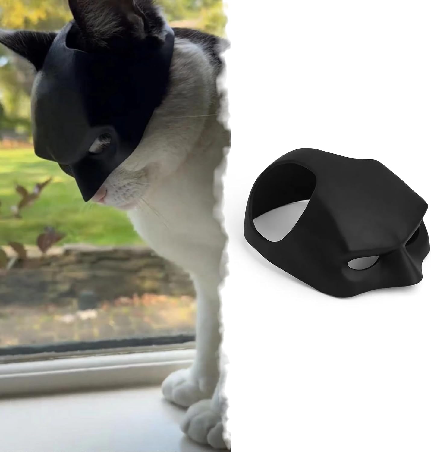🦇 Silicone Bat Cat Mask, Cool Superhero Pet Costume Helmet for Adult Cats Halloween Party Photo Prop