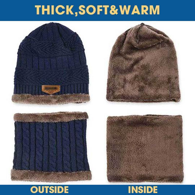 Soft warm knitted beanie and scarf inner lining