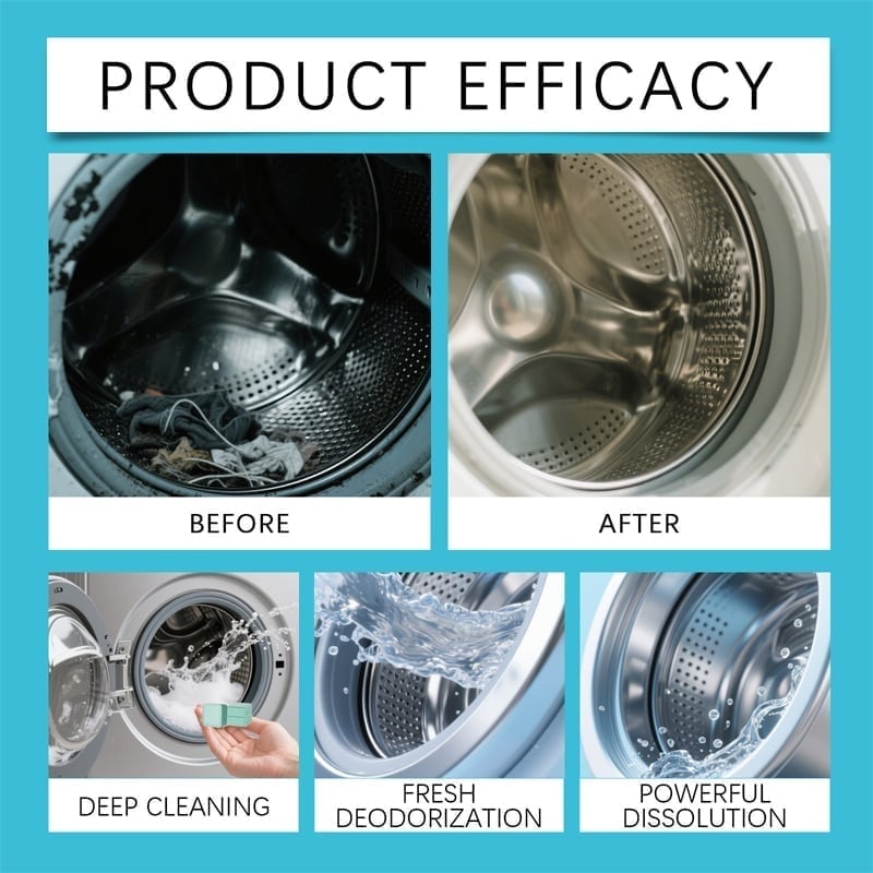 Before and after washing machine cleaning tablet results