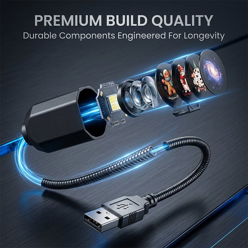 USB projector light optical components and projection discs
